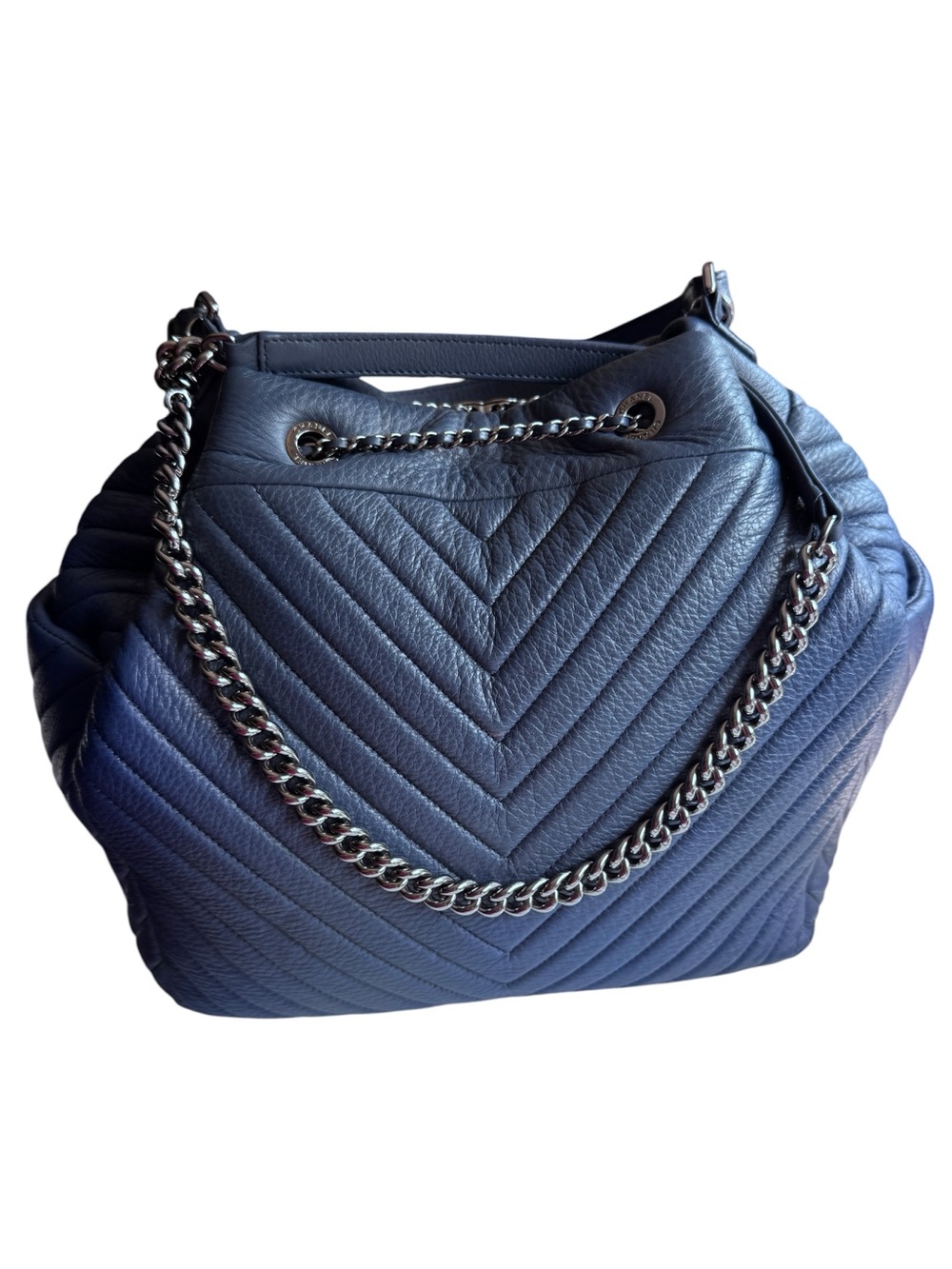 CHANEL Blue Chevron Shoulder Bag - Picture 3 of 11